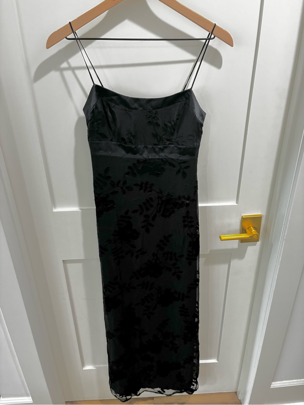 VTG BCBG Collection 90s Flocked Mesh Slip Dress Maxi Whimsigoth Vintage Y2k Sz 2